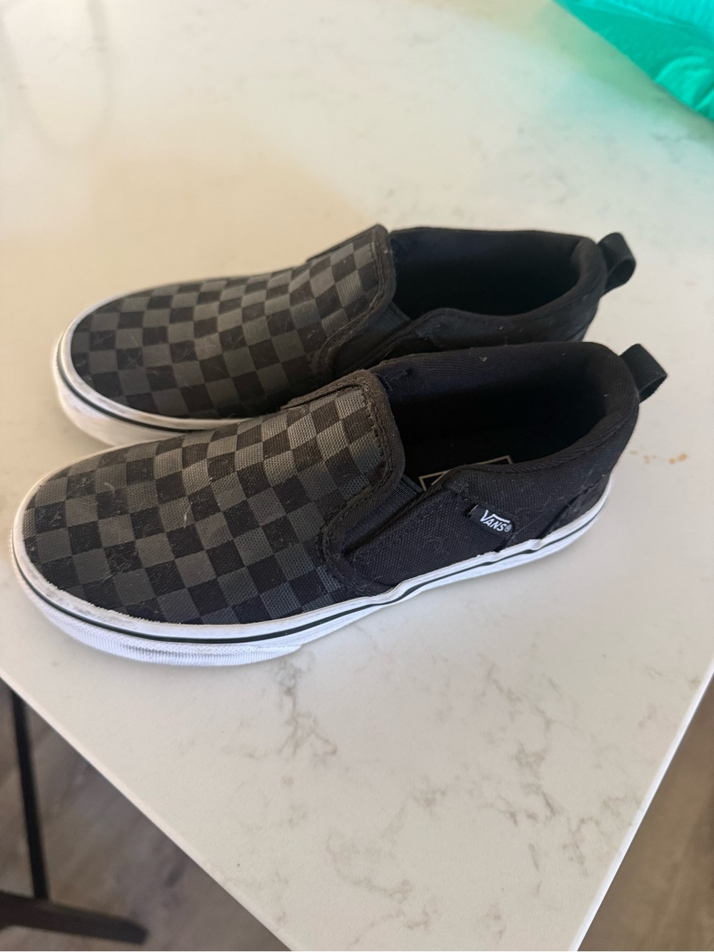 Vans Kids Slip-On Checkerboard in Black and Gray
